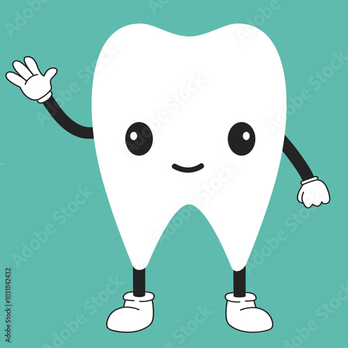 Healthy tooth character is smiling