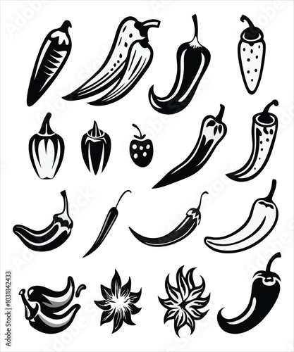 set of chili icons. chili pepper icon or logo isolated sign symbol vector illustration Generative by Ai