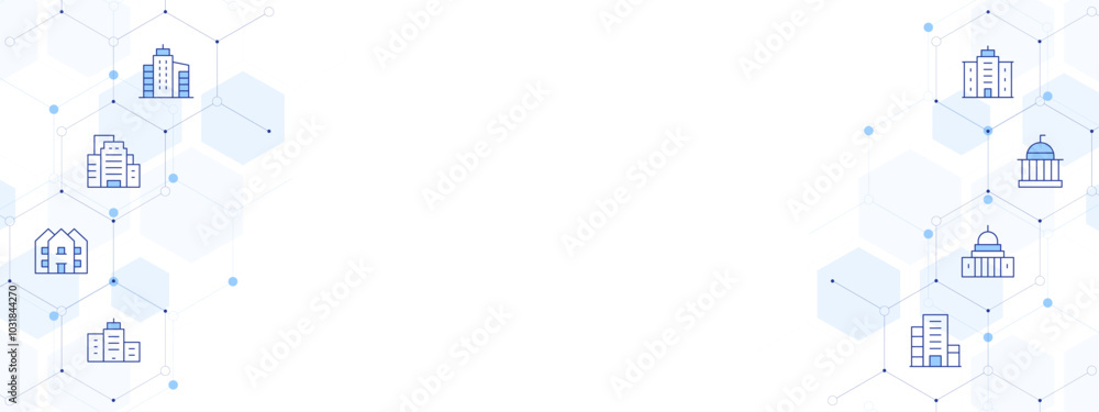Building Banner Vector Illustration with Two-sided Icon Style. Line Duotone icon. Containing building, government, capitol, city building, house, headquarters, buildings Building Banner Vector Illustration with Two-sided Icon Style. Line Duotone icon. Containing building, government, capitol, city building, house, headquarters, buildings
