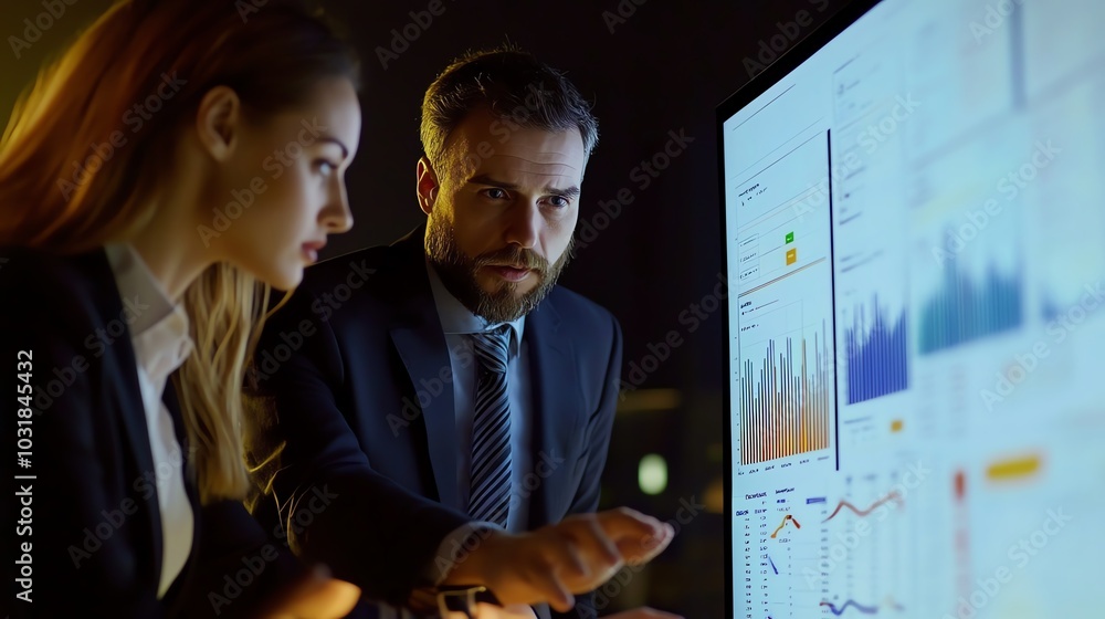 Business team analyzing market data for strategic decision-making Business team analyzing market data for strategic decision-making