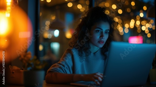 Portrait of happy young businesswoman sitting at computer desk in office