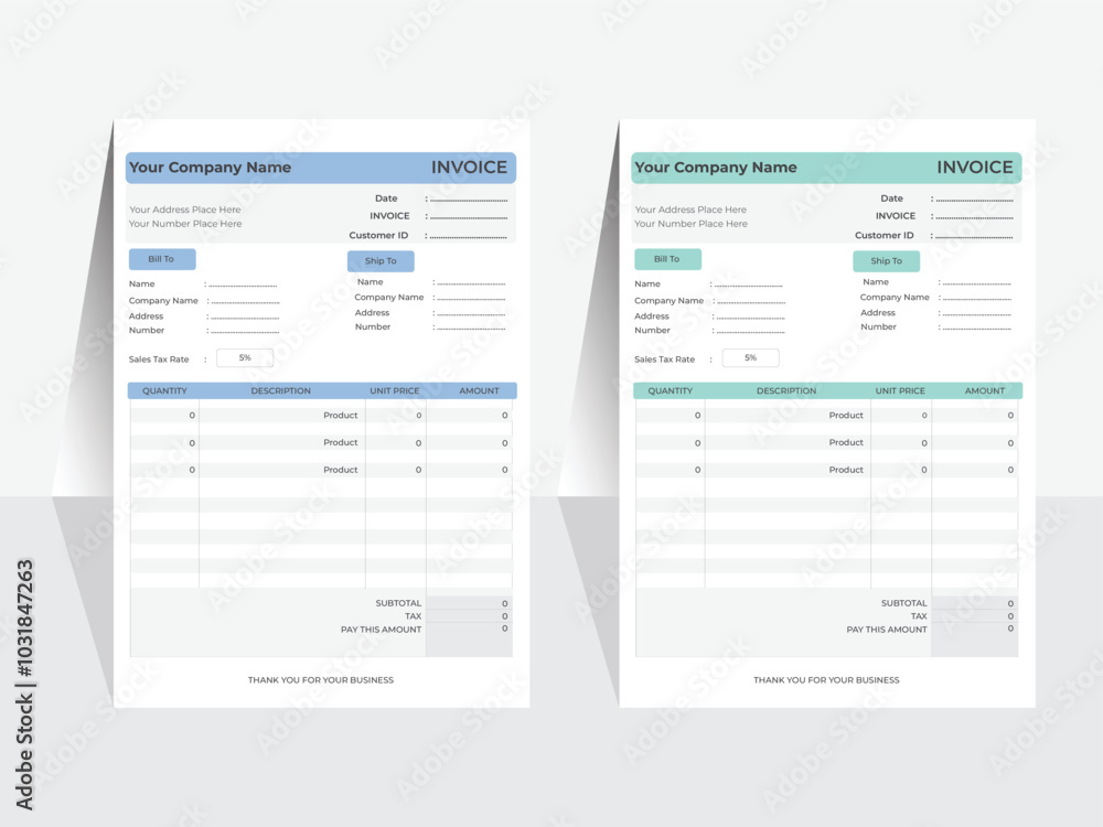 Business invoice template. Two color Invoice design, money bills or price invoices and payment agreement design templates. Business invoice template. Two color Invoice design, money bills or price invoices and payment agreement design templates.