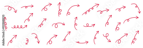 手書きの矢印アイコンのベクターイラストセット。方向、手描き、シンプル、やじるし	