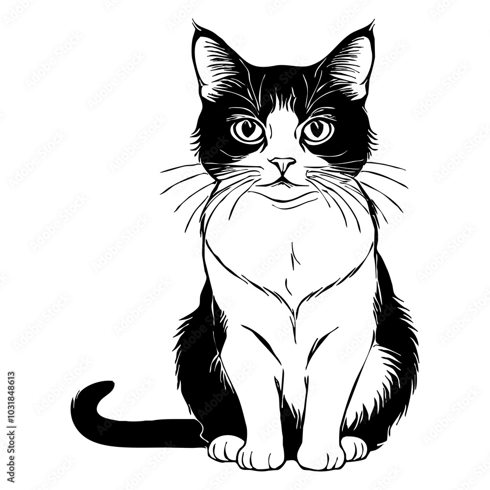 Obraz premium Cat . Animal black and white illustration . Logo design, for use in graphics.