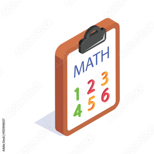 A clipboard with basic math symbols, concept icon of mathematics and learning
