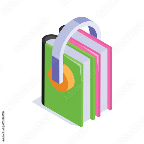 Catch a sight of audio book icon in isometric style