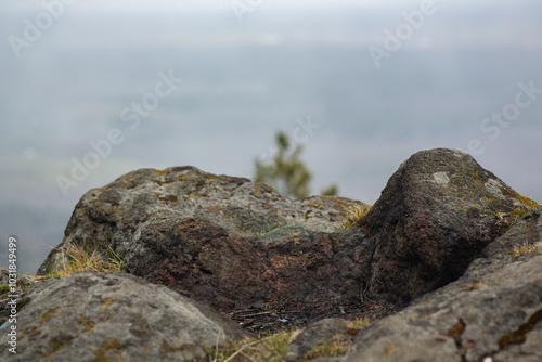 Spring April view from Mount Sinyaya, Baranchinsky village, Urals. 2024.