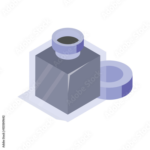 Gra this amazing isometric icon of inkpot in modern style
