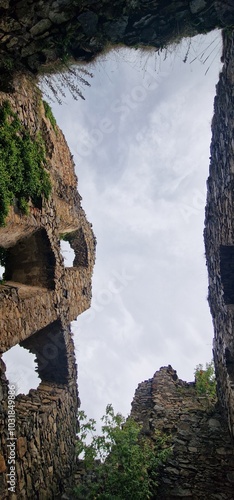 storm and rain comming at ruins of helfenburk castle bavorov photo