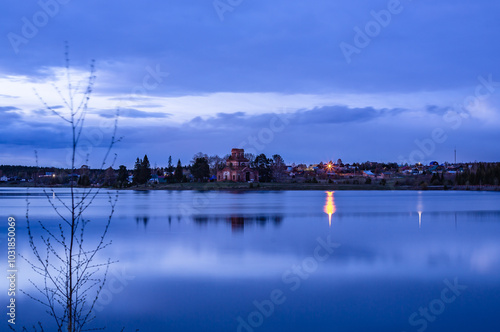 The village of Verkhnyaya Barancha, Kushvinsky urban district, on a May evening, 2024. photo