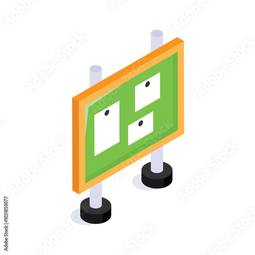 Trendy isometric icon of noticeboard, ready for premium use