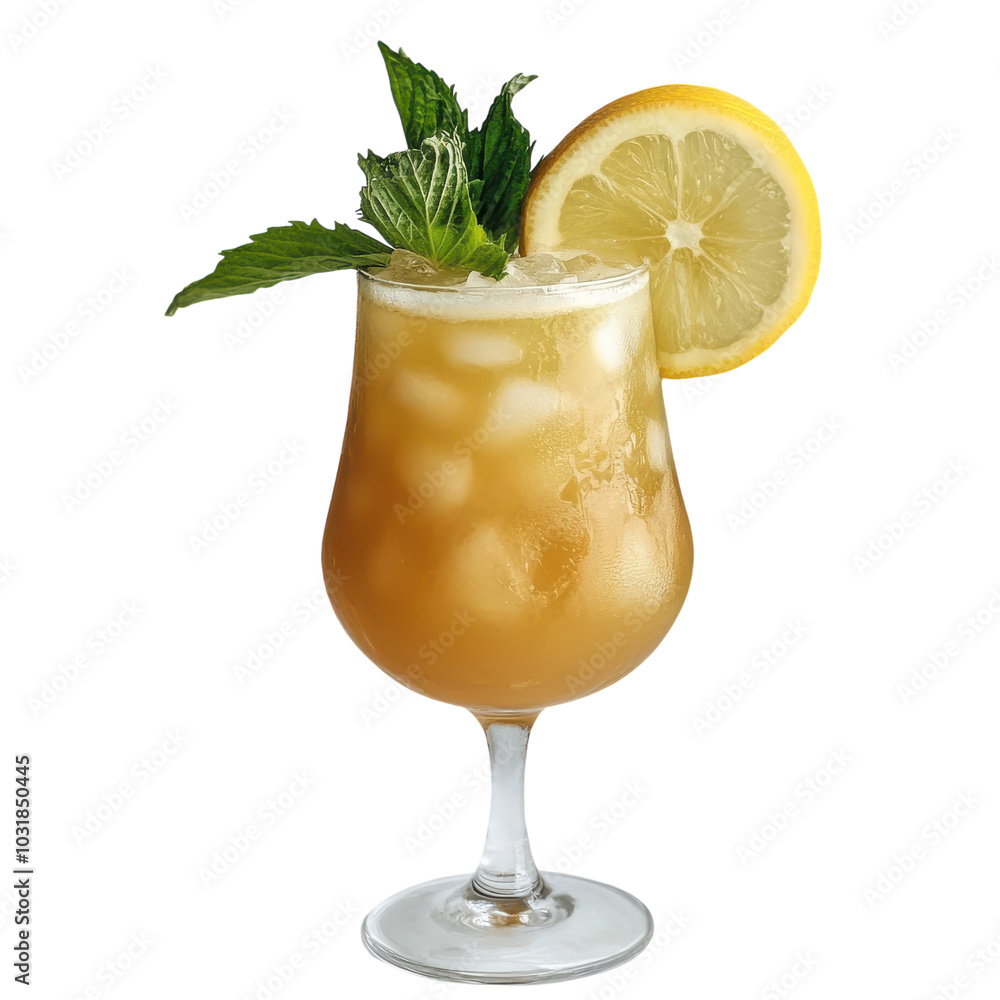 Refreshing Bahama Mama Cocktail on White Background Transparent Background Refreshing Bahama Mama Cocktail on White Background Transparent Background
