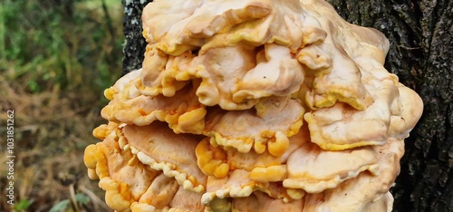 Фотография Laetiporus sulphureus is a species of bracket fungus found in Europe and North America
