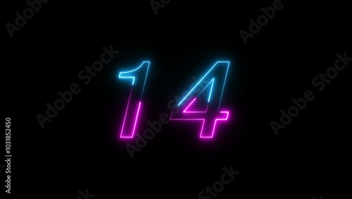 Glowing neon Countdown text number illustration.