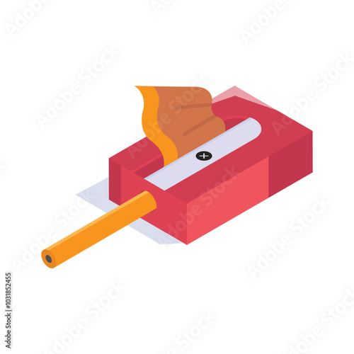 Pencil sharpener isometric vector design in modern style