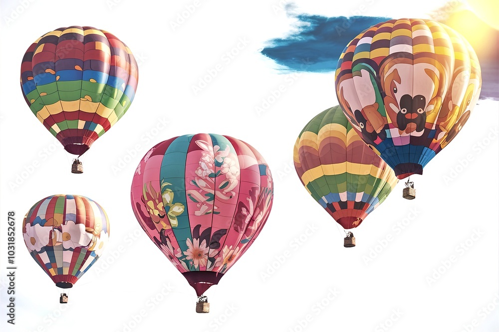Fototapeta premium a set of hot air balloons on white background