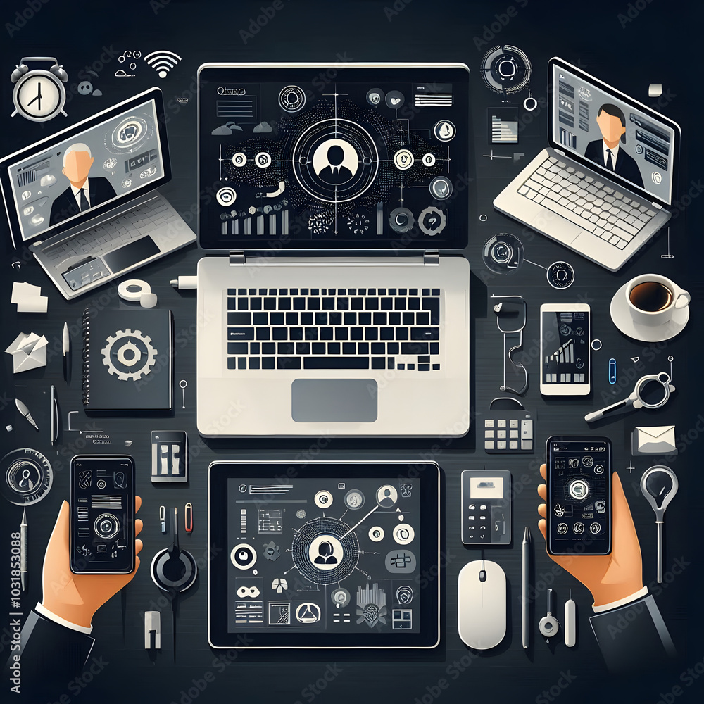 Obraz premium set of icons for web, laptop infographics