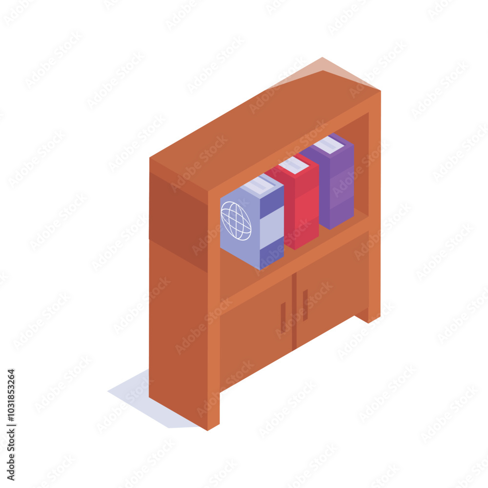 Check out this modern isometric of bookshelf in modern style Check out this modern isometric of bookshelf in modern style