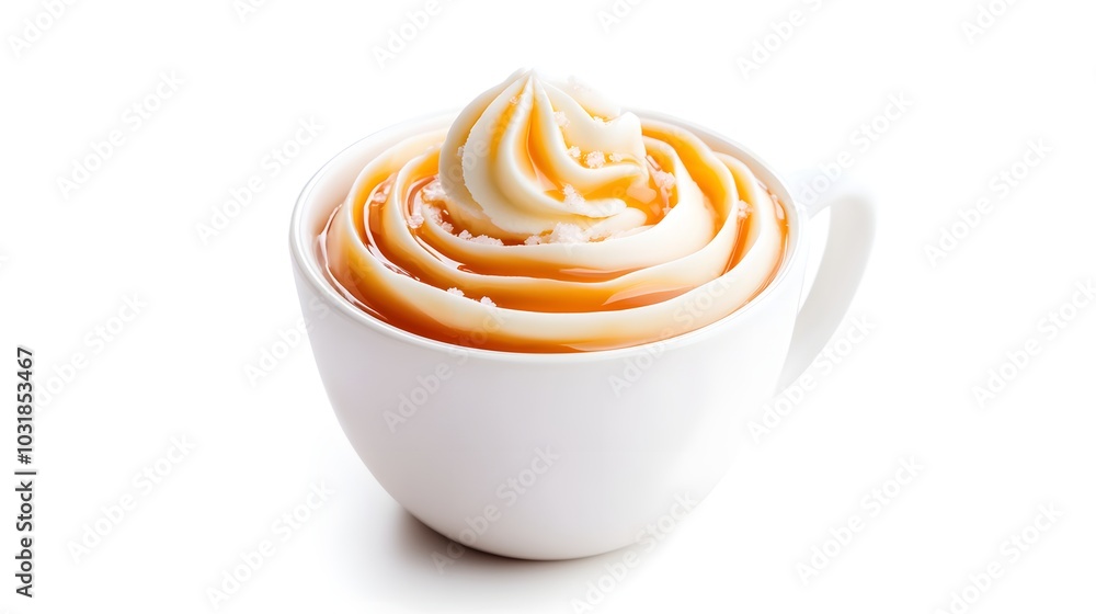 Caramel Swirl Ice Cream in White Cup Caramel Swirl Ice Cream in White Cup