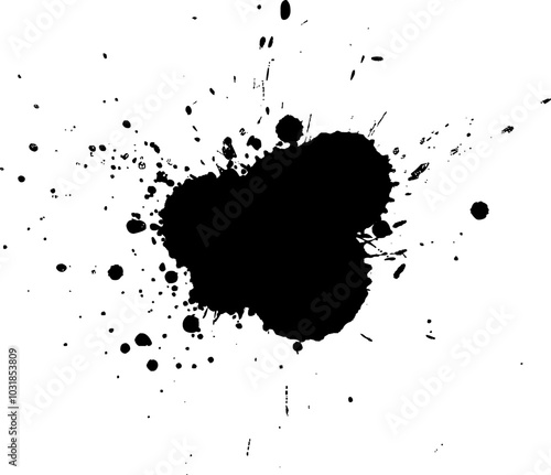 black ink brush dropped splash splatter