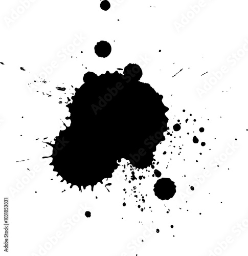 black ink brush dropped splash splatter grunge graphic element