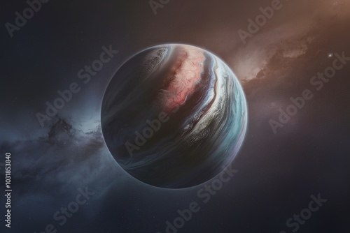 3D render of a space background with fictional planet