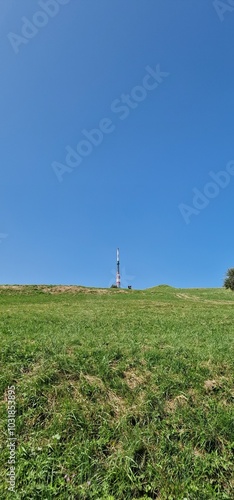 velka javorina the peak of mountain bile karpaty transmitter and surrounding meadow and forests holubiho chata photo