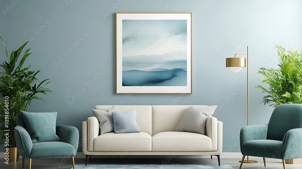 Fototapeta premium Elegant and Cozy Modern Bedroom Interior Design with Stylish Decor, mockup, poster and Background