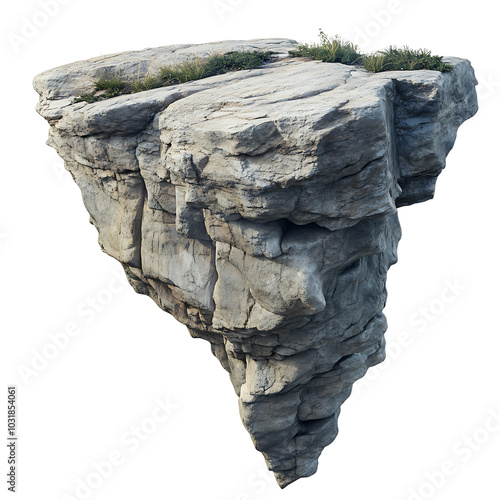 Rocky Mountain landscape with a textured stone wall, showcasing the natural beauty of sandstone, isolated on a transparent background photo