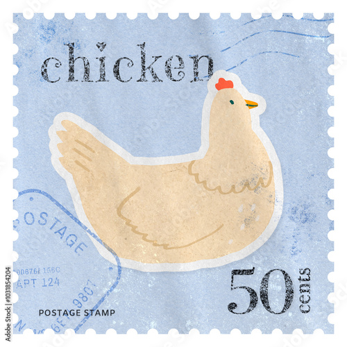 Chicken png post stamp sticker, transparent background photo