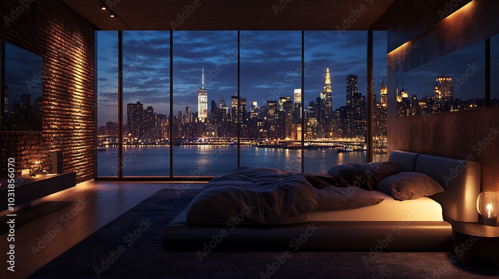 Elegant and Cozy Modern Bedroom Interior Design with Stylish Decor, mockup, poster and Background Elegant and Cozy Modern Bedroom Interior Design with Stylish Decor, mockup, poster and Background