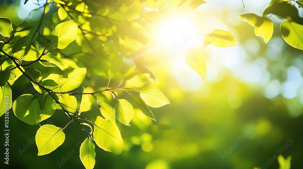 Sunlit Green Leaves with Natural Light Effects Sunlit Green Leaves with Natural Light Effects
