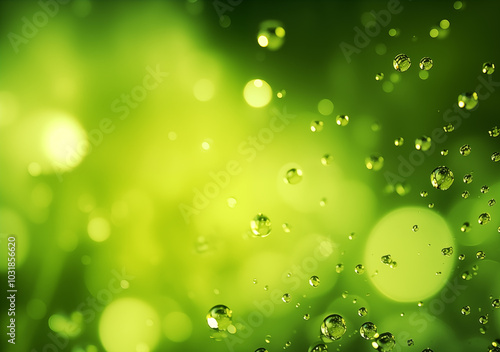 Wallpaper Mural Colorful nature background with raindrops and blur evening lights in green colors Torontodigital.ca