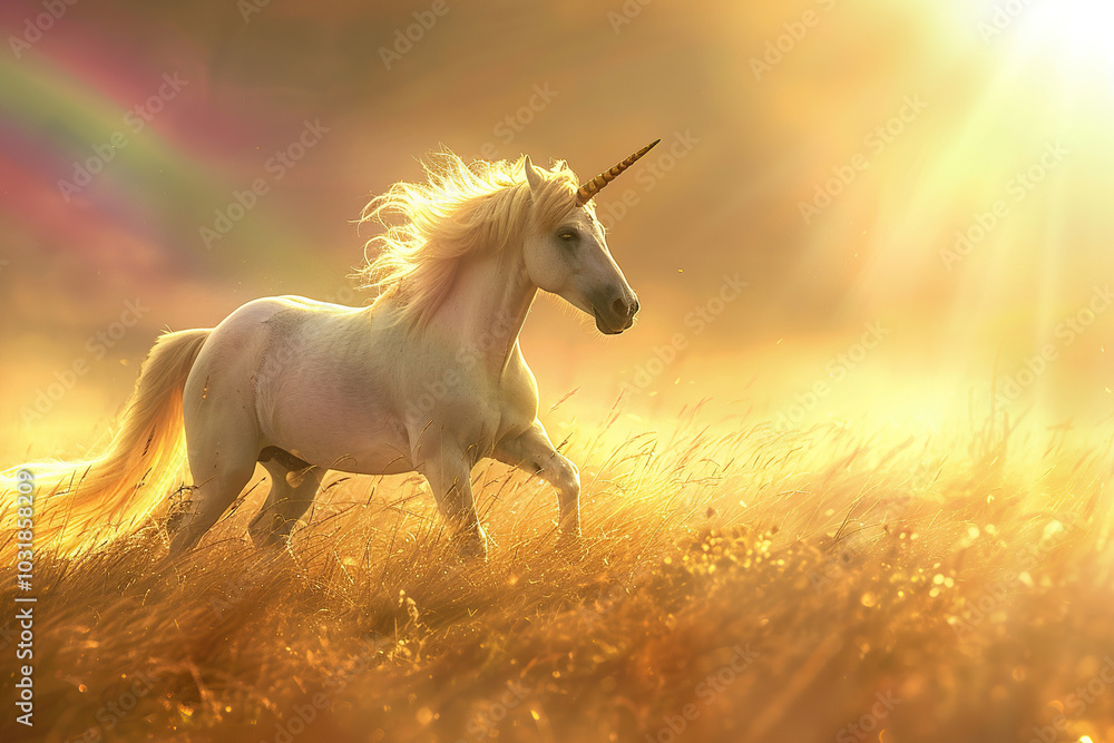 Fantastically beautiful mythological pink unicorn with long horn Fantastically beautiful mythological pink unicorn with long horn