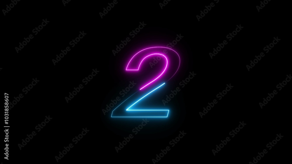 Glowing neon Countdown text number illustration. Glowing neon Countdown text number illustration.