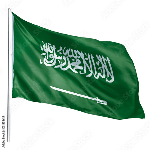 Billede på lærred Saudi Arabia png flag waving sticker, national symbol, transparent background