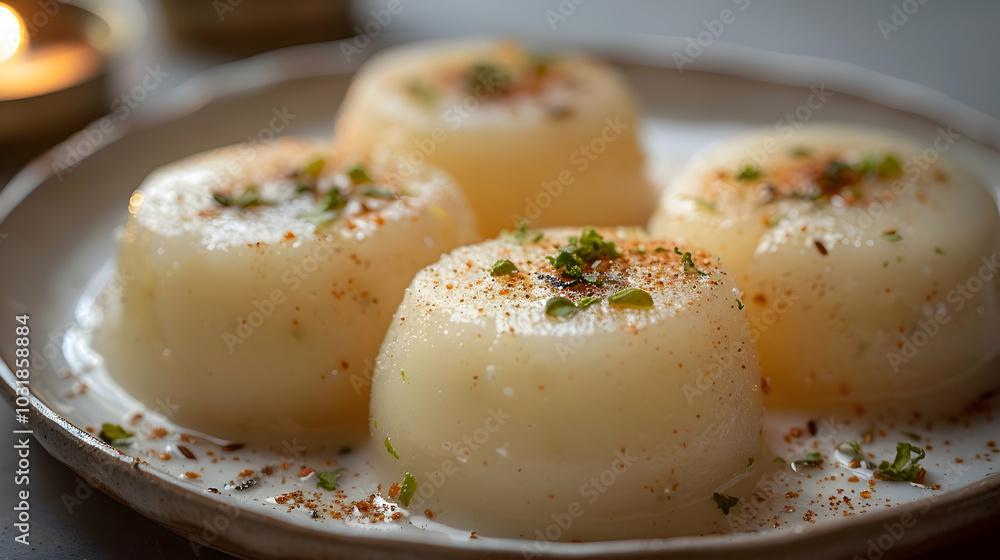 A close-up of milk peda with a dusting of cardamom A close-up of milk peda with a dusting of cardamom