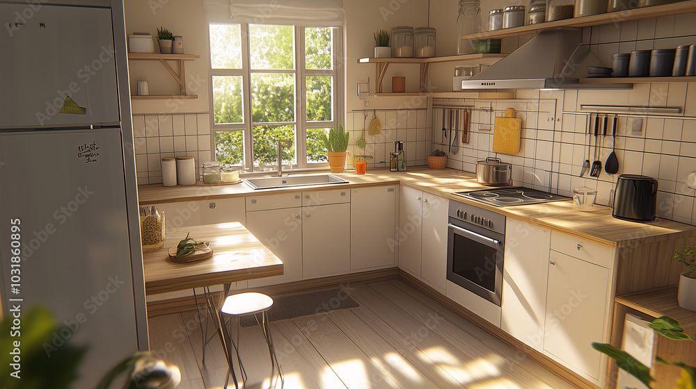 Scandinavian-inspired minimalist kitchen with light tones and natural textures Scandinavian-inspired minimalist kitchen with light tones and natural textures