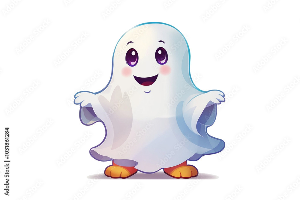 Cute smiling ghost with star isolated background Cute smiling ghost with star isolated background