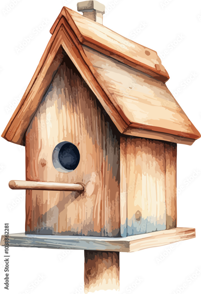 Pastel wooden birdhouse