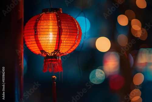 Beautiful greeting card with holiday composition for celebrate chinese festival of lanterns