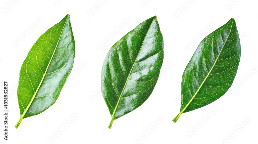 Fototapeta premium Vibrant Green Leaves on a Transparent Background Generative AI