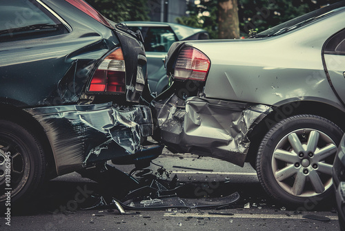 Collision of two vehicles involved in major accident on road with major damage