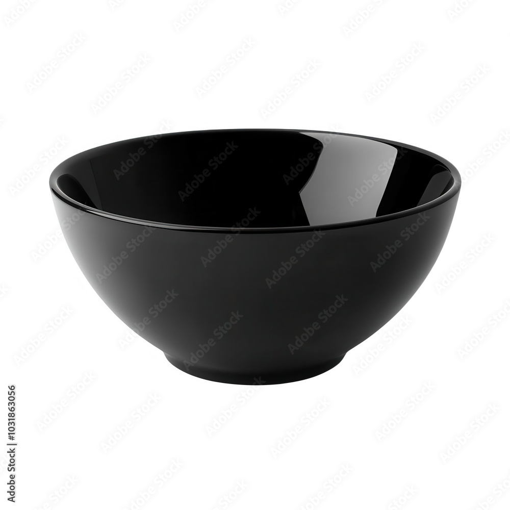 Clean and empty black ceramic bowl, ideal for kitchen use or serving food, isolated on white background. Clean and empty black ceramic bowl, ideal for kitchen use or serving food, isolated on white background.