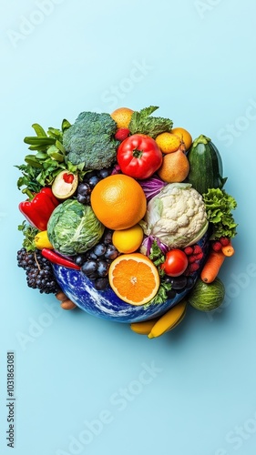 World food day concept with Globe and Various vegetables,world vegetable day,vegetable on the world,fresh different vegetable,vegan day,world food day,copy space. photo