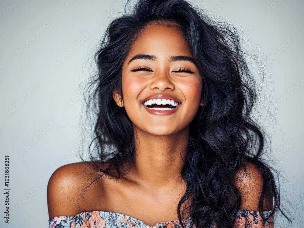 Happy Woman With Long Black Hair. Happy Woman With Long Black Hair.