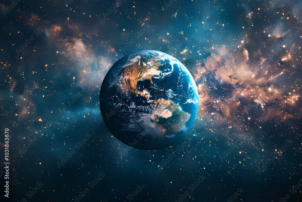 Obraz premium A view of the earth from space with stars in the background