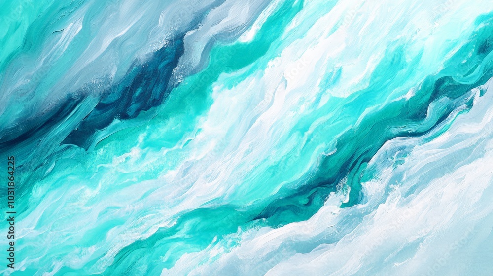 Obraz premium Ethereal Aquamarine Swirls: A Mesmerizing Abstract Seascape