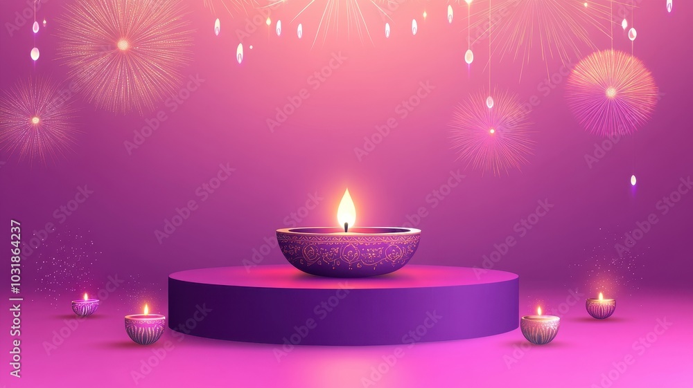 Banner design for diwali festival and podium,Diwali light decoration candle with fireworks,Stage,Product display Showcase design sparkle background,Deepavali,Dipavali,3D podium illustration. Banner design for diwali festival and podium,Diwali light decoration candle with fireworks,Stage,Product display Showcase design sparkle background,Deepavali,Dipavali,3D podium illustration.