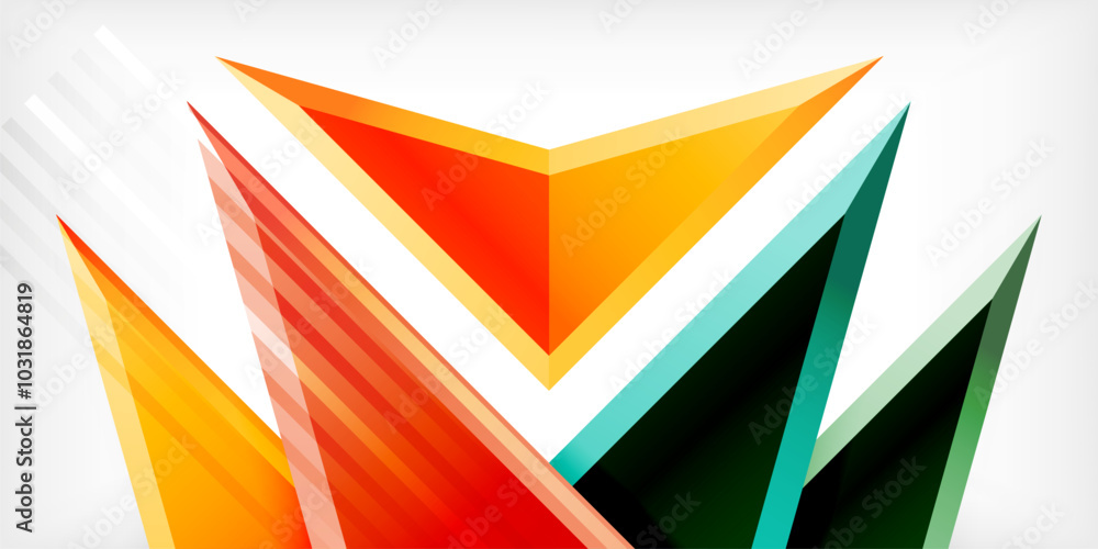 Arrows with 3d effect abstract background. Triangles on light grey backdrop Arrows with 3d effect abstract background. Triangles on light grey backdrop